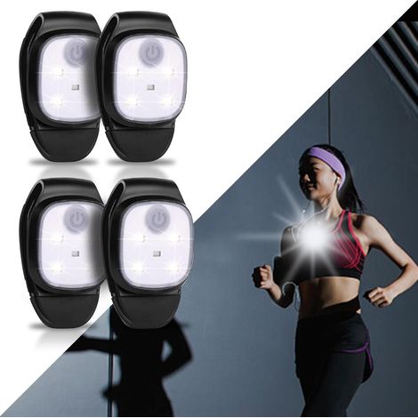 Lumières de Course à Clip, 4 Pièces Lampe Frontale LED Rechargeable USB, Lampe de Course avec 4 Modes d'Éclairage, Lampe de Sécurité avec Clip pour Le Camping Sports Extérieur Running Enfant