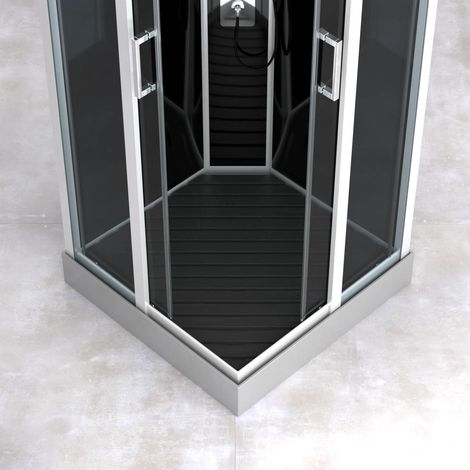 Pedana in legno composito grigio per cabina quadrata - Dimensioni 75 x 75 cm