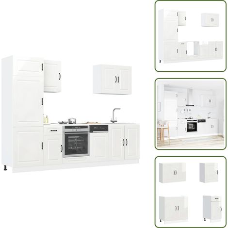 7-tlg. Küchenschrank-Set Kalmar Hochglanz-Weiß Holzwerkstoff - Küchenschrank-Set - Küchenschrank-Sets - Küchenzeile Einbauküche - Küchenschrank (1/5)