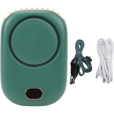 Tragbarer Nackenventilator mit USB-Ladefunktion, blattlos, große Windstärkeanzeige, kleiner, dunkelgrüner Nackenventilator ohne Rotorblätter