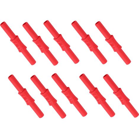10 Pièces Connecteurs Banane Femelle 4mm Isolés, Rallonges et Adaptateurs de Câble Rouge J.20009