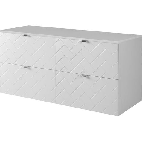 Mobile da bagno, Bianco Opaco, 120 x 57 x 46 cm, Maniglie Argento (1/5)