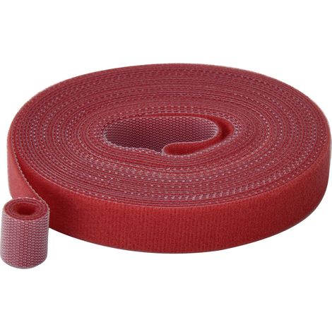 TRU COMPONENTS T24CA062 Klettband zum Bündeln Haft- und Flauschteil (L x B) 5 m x 15 mm Rot 5 m