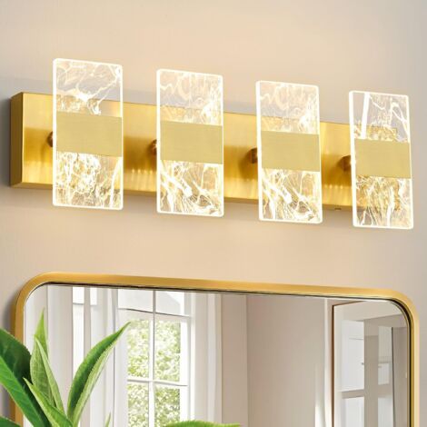 Luminaires de salle de bain LED modernes, 4 lampes dorées, éclairage réglable 5CCT, éclairage de salle de bain au-dessus du miroir, éclairage de salle de bain LED en acrylique fumé (1/4)
