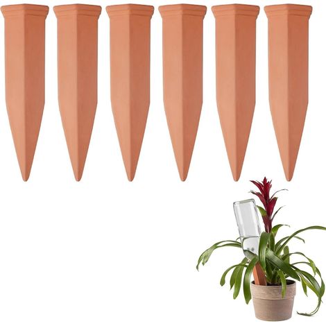 Lot de 6 cônes d'arrosage en argile de 100 ml, distributeur d'eau automatique pour plantes, boules d'arrosage pour les fêtes, système d'arrosage autonome pour plantes d'intérieur, balcons et jardins (1/5)