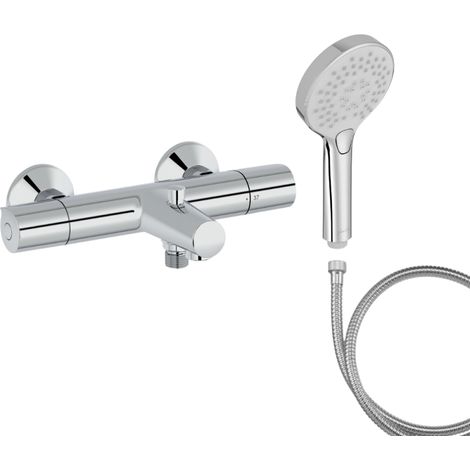 Mitigeur baignoire JACOB DELAFON Simone + pommeau de douche Metro + flexible de douche métal (1/5)