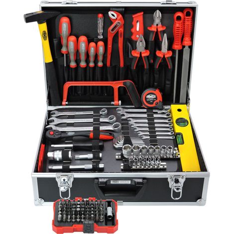 FAMEX 755-58 Boite à Outils - Coffret à Outils - Malette à Outils en Aluminium,  164-pièces (1/5)