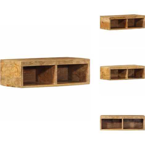 Meuble TV mural 60x30x19 cm bois massif de manguier brut - Meuble TV Mural - Meubles TV Muraux - Meuble Média - Meuble HiFi (1/5)