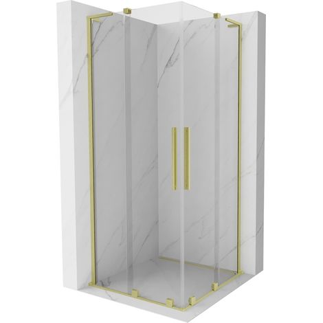 Cabine de douche coulissante Mexen Velar L Duo 90 x 90 cm, transparent, or brossé - 871-090-090-02-03-55 (1/5)