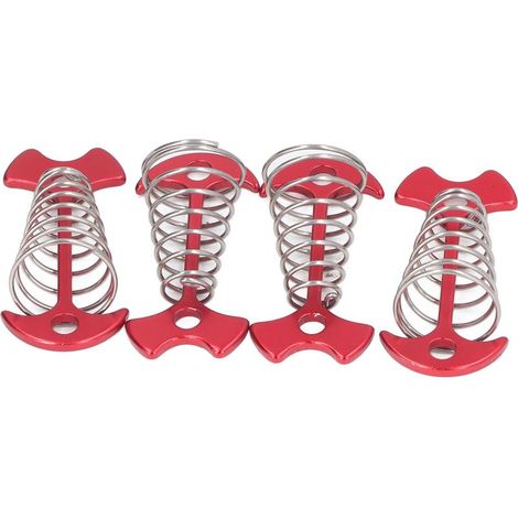 Piquets de tente en arêtes de poisson 4 pièces, alliage d'aluminium et acier inoxydable, chevilles de sol extensibles avec ressort rouge (1/5)