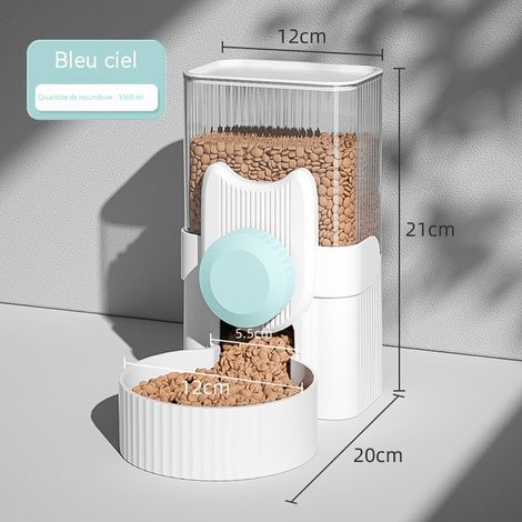 Distributeur de croquettes automatique pour animaux, bleu céladon, anti-humidité, pour cage