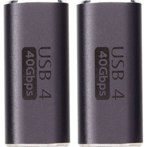 Adaptateur USB-C femelle-femelle 40Gbps, charge rapide 100W, connecteur droit Type C pour transfert de données, lot de 2 pièces (1/5)