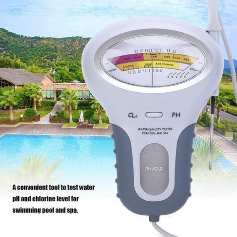 pH-Tester, Pool-Tester, PC-102B CL2, elektronischer Chlor- und pH-Tester, Wasserqualitätsanalysator mit Sonde, für Schwimmbad, Spa, Heimgebrauch (1/4)