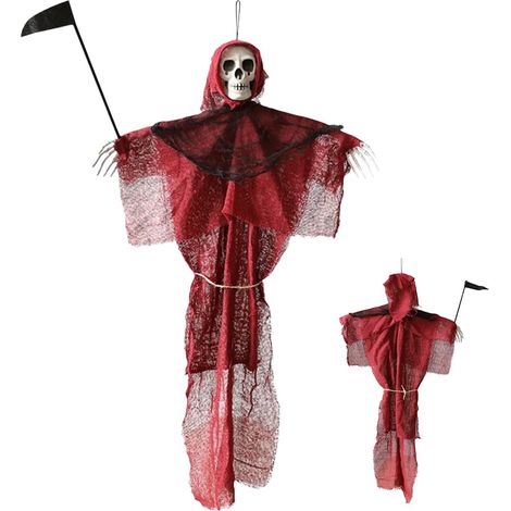 Décoration fantôme d'Halloween, faucille effrayante, tenture en tissu pour cheminée, porche ou jardin (1/5)