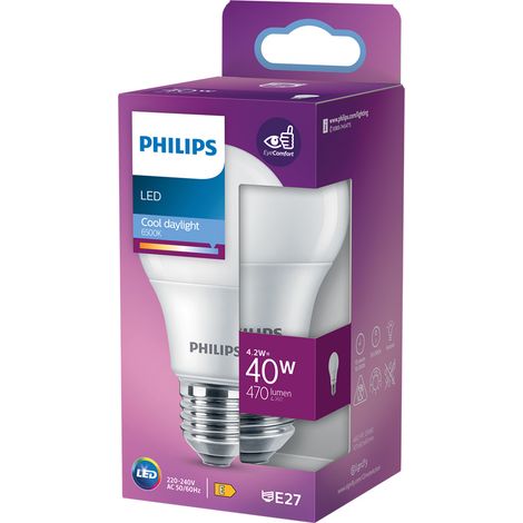 LAMPADA A LED 'GOCCIA' FRED. 6500K 4,2 W=40W E27 - 470 lm- 4 pezzi - PHILIPS