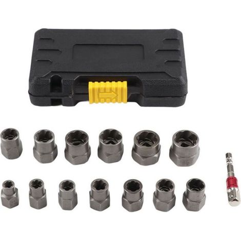 Extracteur Décrochage Écrous - Acier Cr-V - Entraînement 3/8 Pouces - Pour Réparation Automobile - Lot De 14 Pièces (1/2)