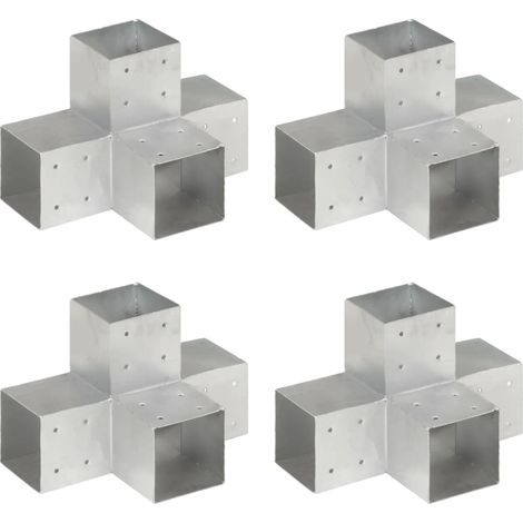 Post Connectors 4 pcs X Shape Galvanised Metal 101x101 mm vidaXL