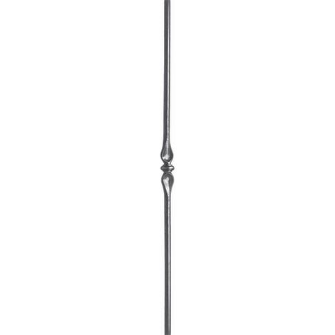 Poteau avec motif double goutte, forgé - Hauteur 1200mm Base rond de Ø25mm - Fer forgé - À souder - DECO FER FORGE