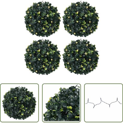 vidaXL Lumière LED solaire - Boules de buis artificielles avec lumières LED 4 pcs vert 12 cm (1/5)