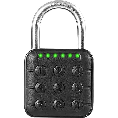 6-digit combination padlock, waterproof, keyless, 6 storage codes, stainless steel shackle, black electronic lock for lockers, gyms, outdoor travel (1/5)