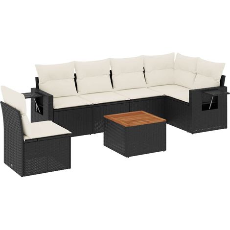 Maison Exclusive - Set Divani da Giardino con Cuscini 7pz Nero Polyrattan (1/5)
