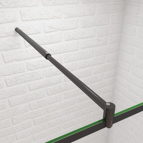 700-1200mm(eckig & einstellbar)Schwarze Haltestange für Duschwand Stabilisator für Glasstärke 8/10mm (1/3)