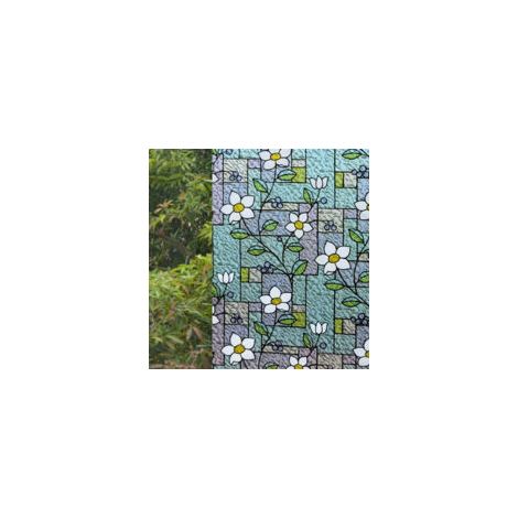 Sichtschutzfolie für Buntglasfenster, Buntglasfolie, farbige Folie, Blumenmuster, Sichtschutzaufkleber, dekoratives Abziehbild, selbstklebende Vinylfolie für Zuhause, Büro, Kinderzimmer - Crezuo