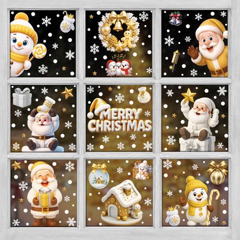 Autocollants de Noël 2027 pour vitrines de centres commerciaux, décorations de vitrines, autocollants antistatiques, autocollants de porte de Noël, stickers pour fenêtres