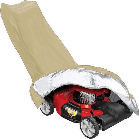 Housse de Tondeuse à Gazon imperméable à l'eau et à la poussière en Polyester 210D avec Cordon de Serrage et Sac de Rangement (125 x 76 x 44 inches )beige (1/5)