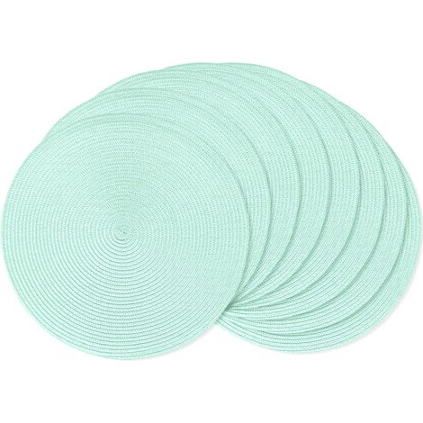Lot de 8 sets de table ronds tressés de 38,1 cm pour tables de salle à manger, tissés naturels, résistants à la chaleur, vert menthe'Vert Menthe 15 inches set of 8'Vert Menthe'15 inches set of 8 (1/5)
