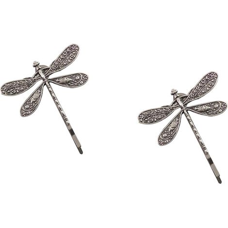 Pince À Cheveux Libellule - Design Rétrô En Argent - Pour Chignon Et Coiffures Formelles - Lot De 2 (1/5)