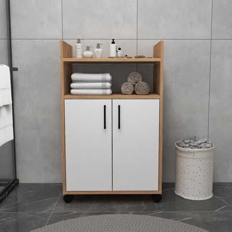 Armario Multiuso 2 Puertas Marzi, 4 Estantes, 2 Puertas, 3 Compartimentos, 60x97h cm Marrón Roble (1/5)
