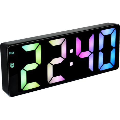 Reloj despertador digital colorido para mesita de noche, alimentado por USB y pilas - Pantalla de temperatura - Brillo ajustable - Control por voz - Pantalla de 12/24 h - Para el hogar, la oficina, lo (1/5)