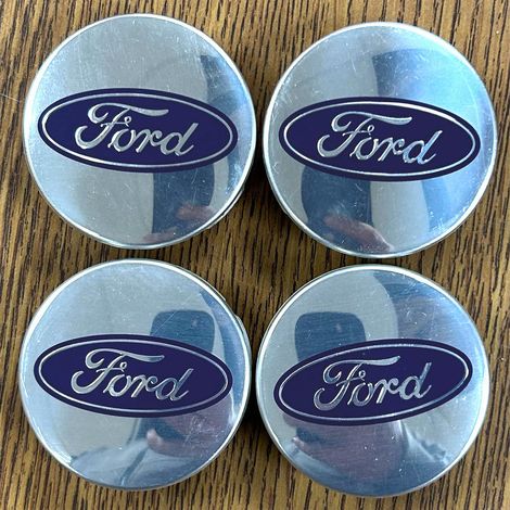 Lot de 4 cache-moyeux centraux de 60 mm pour Ford, argent