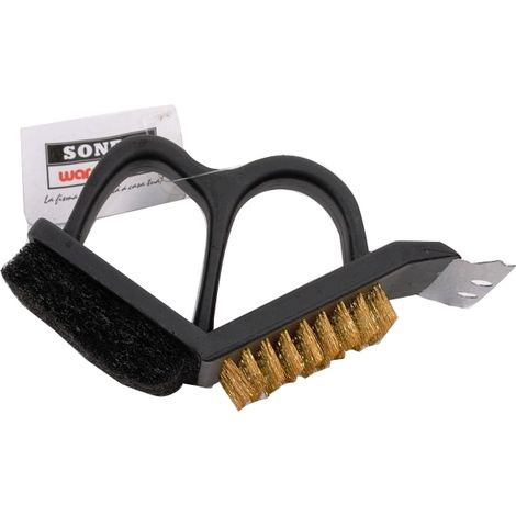 spazzola ergonomica pulisci griglie e piastre per barbecue