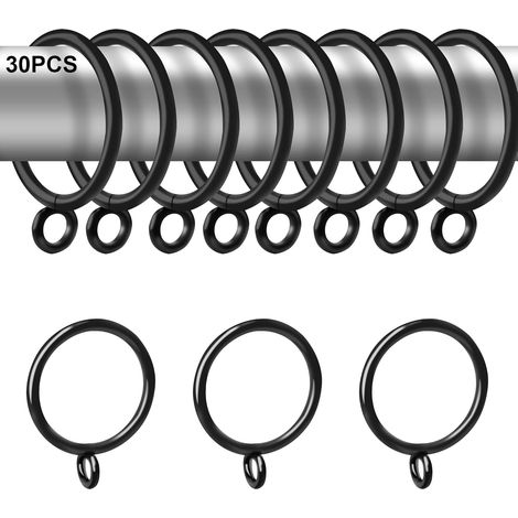Anneaux de Rideau Style Rétro 30PCS 32 mm de Diamètre Intérieur Noir Pistolet Anneaux de Rideau en Métal, Matériau Parfait pour les Rideaux Légers dans les Cafés/Décoration Domestique