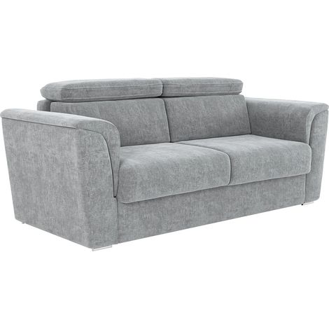 Divano letto 3 posti a ribalta Posto letto doghe larghe 140 cm Materasso 22 cm memory foam in Tessuto Grigio - RIZORA (1/5)