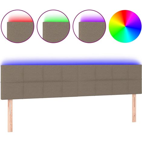 Maison Exclusive - Cabecero con LED de tela gris taupe 160x5x78/8 (1/5)