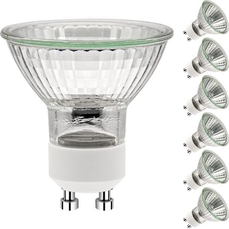 Ampoules GU10 50W,GU10 Ampoules Halogènes,Ampoule Spot AC 230V 50W, GU10 Halogen Ampoules Halogène 2 Broches 35° Angle de Rayonnement 2700K Dimmable Blanc Chaud, Pack de 6 (1/5)