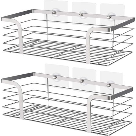 Estante de ducha, cesta de ducha, accesorio de baño, almacenamiento para baño, estante esquinero, acero inoxidable SUS 304, juego de 2 (1/5)