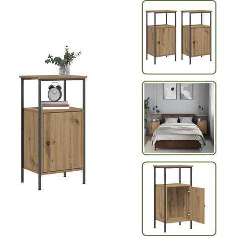 vidaXL Tables de chevet 2 pcs chêne artisanal bois d'ingénierie (1/5)