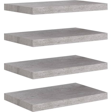 vidaXL Scaffali a Parete 4 pz Grigio Cemento 50x23x3,8 cm in MDF
