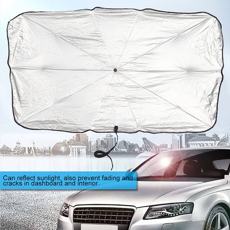 Accessoires de protection solaire innovants et pliables pour pare-brise de voiture, incluant un pare-soleil et une housse de protection. (1/5)