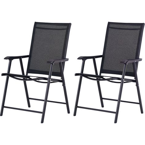 Lot 2 Sedie Giardino Pieghevoli – Struttura Acciaio Robusto – Risparmio Spazio – Nere