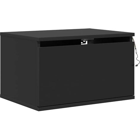 Wall-mounted Bedside Cabinet with LED Lights Black vidaXL