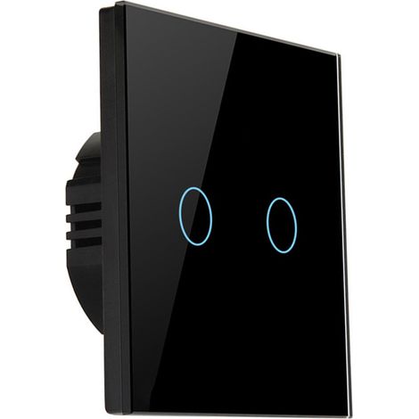 Intelligenter WLAN-Schalter, Einzelanschluss, AC 90–240 V, Touch-App, Sprachsteuerung, RF433-Frequenz, kompatibel mit Google Home und Tuya 2-fach, Schwarz (1/5)