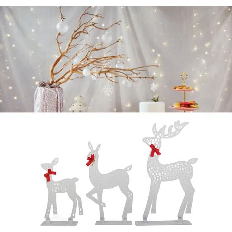 Décoration de Noël en fer forgé avec nœud papillon et cerf lumineux - 02 (1/5)