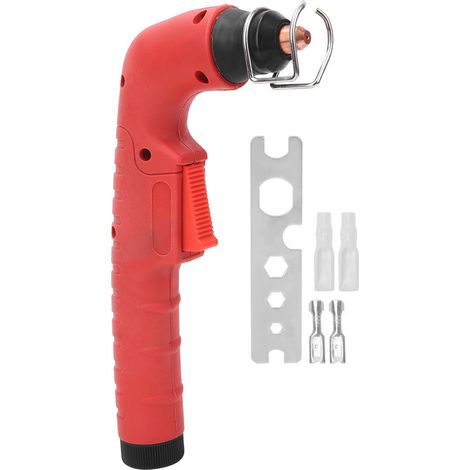 Tête de torche de coupeur plasma rouge, poignée en caoutchouc métal, pour machine de découpe Trafimet Ergocut S45 (1/5)