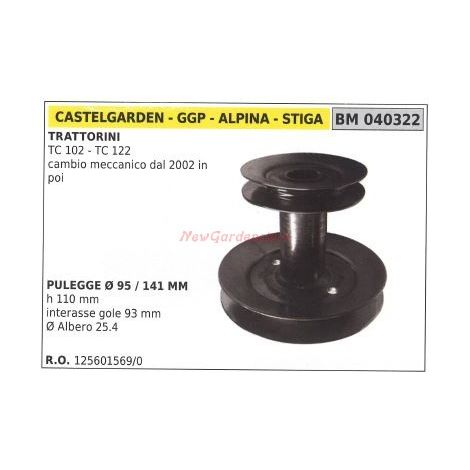 Polea para tractor de césped de montar TC102 122 transmisión mecánica GGP 040322
