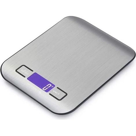 Balance de cuisine en acier inoxydable, format de poche, 1 g/5 kg, avec rétroéclairage bleu – Idéale pour la cuisine maison et les barbecues, balance alimentaire portable pour la pâtisserie